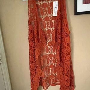 Crocheted, kimono style cardigan